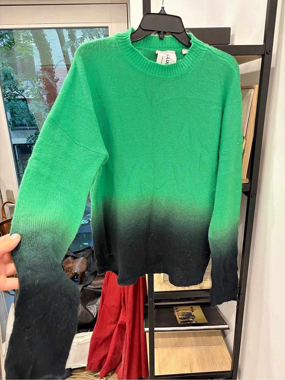 Collusion Ombre Crewneck Sweater in Green & Black Like New